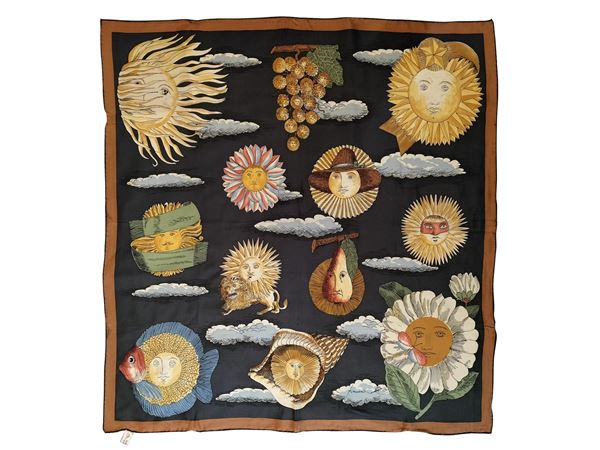 Fornasetti, '12 months 12 suns', silk scarf