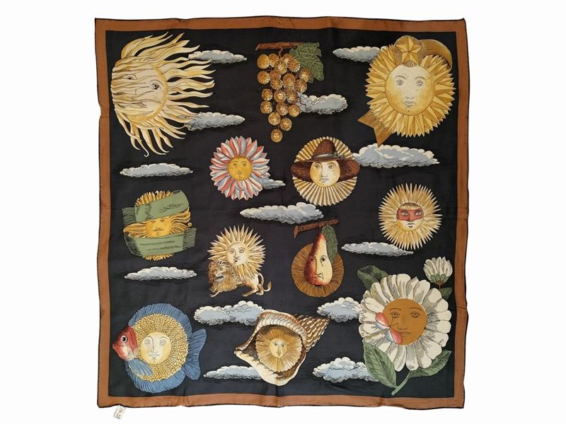 Fornasetti, '12 Mesi 12 Soli', Foulard in Seta
