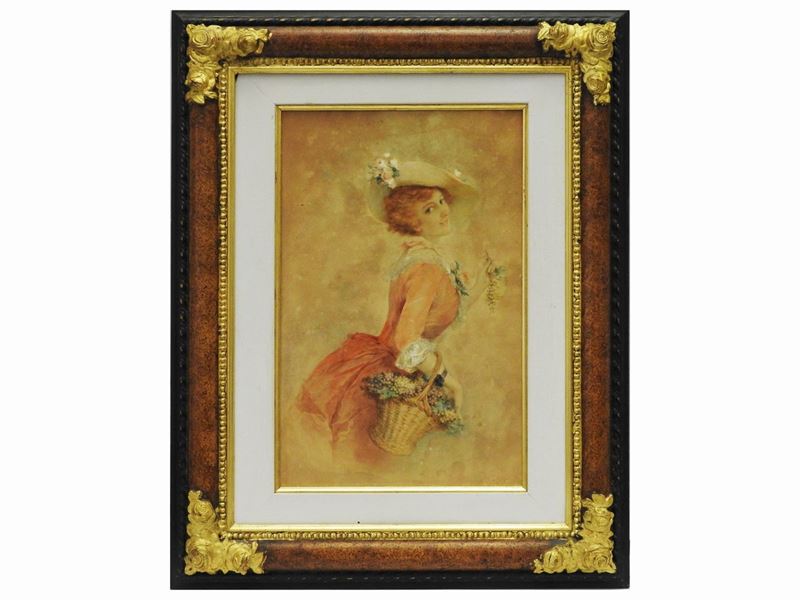 Luigi Rossi - Ritratto di Donna con Cesto di Fiori