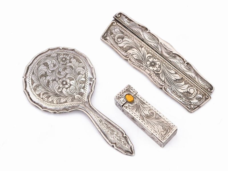Set di Accessori da Toilette in Argento