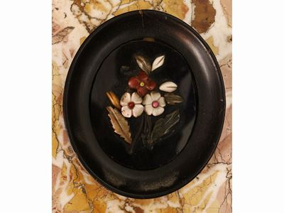 Piccola Placca Ovale a Commesso di Pietre Dure