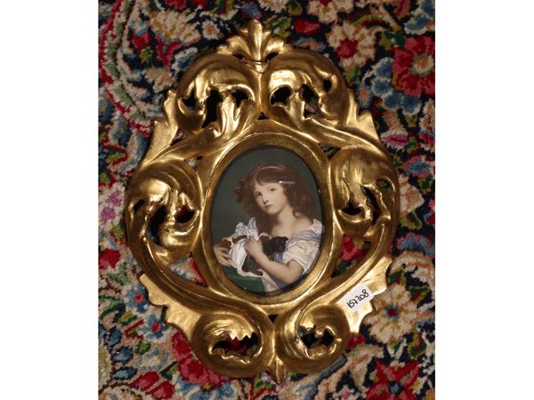 Small frame in gilded and carved lego with acanthus leaves