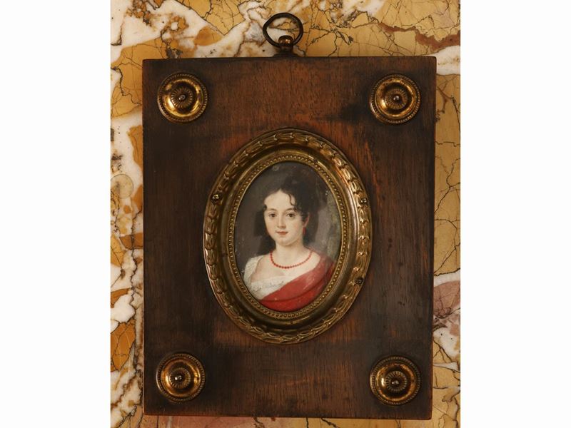 Ritratto di Dama con Collana in Corallo