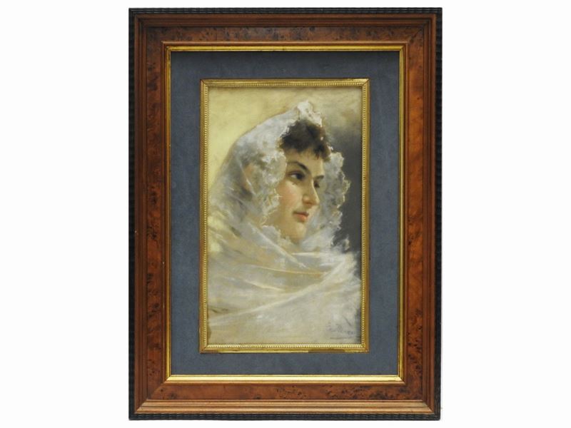 Scuola Francese - Donna con Velo Bianco
