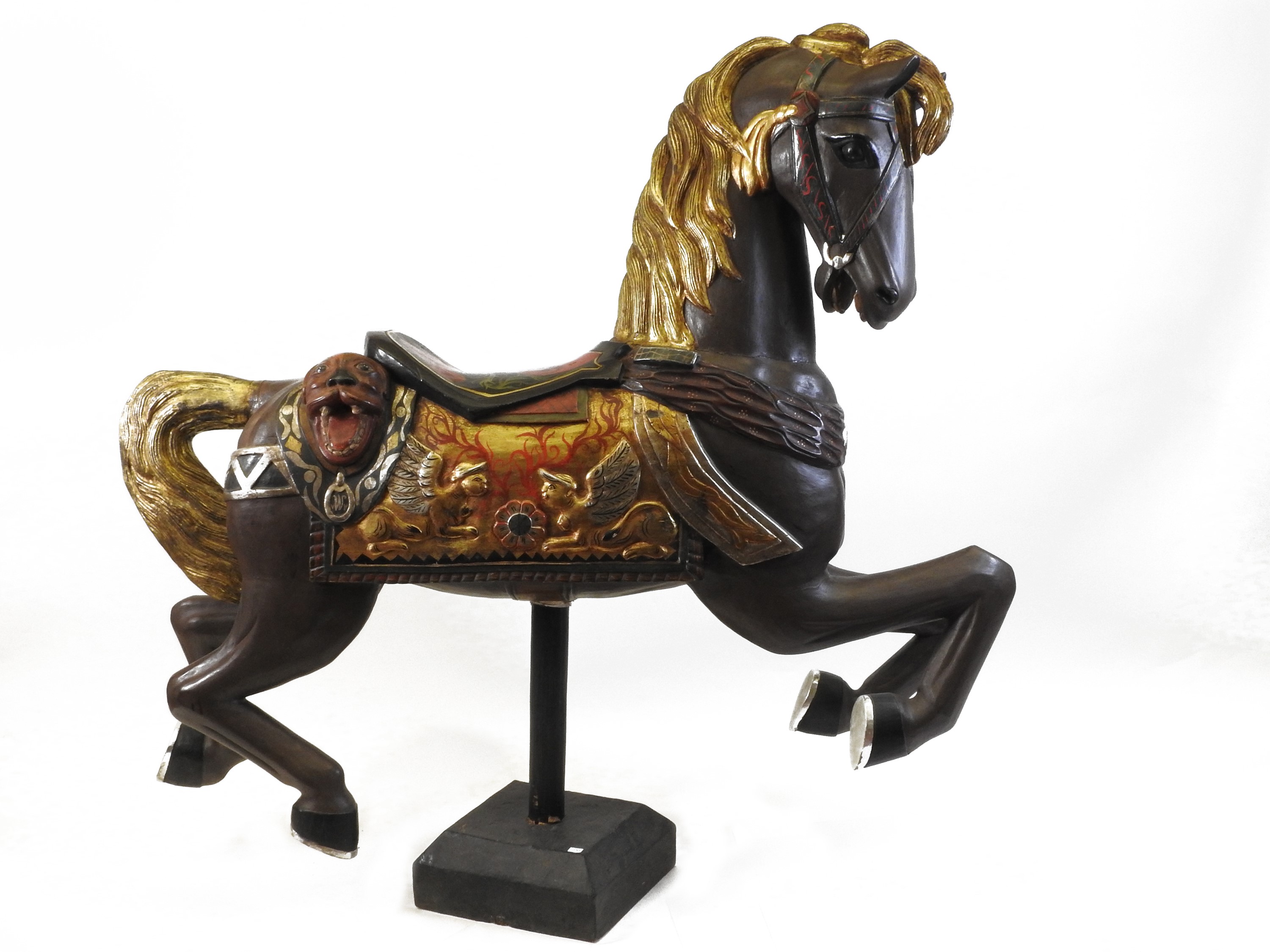 Cavallo da Giostra in Legno Laccato, Dipinto e Dorato