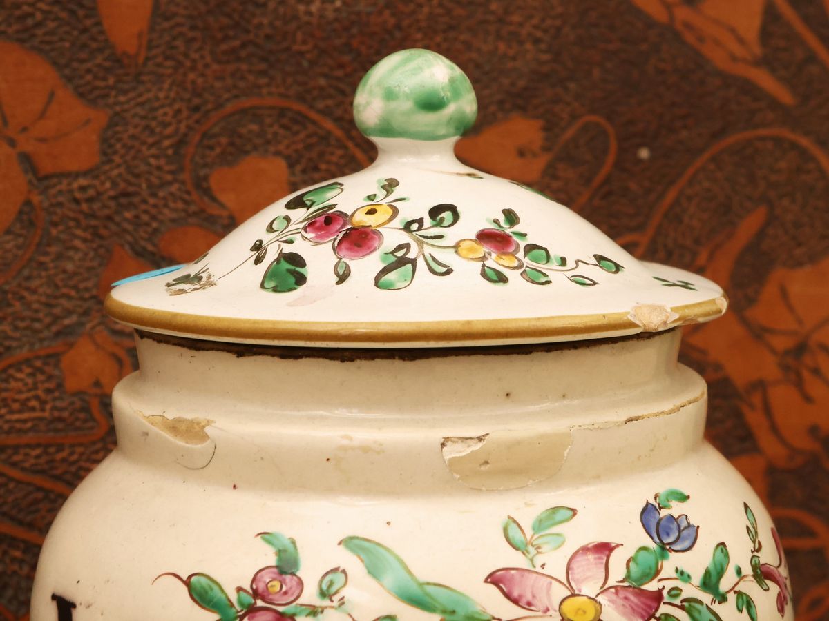 Vaso da Farmacia in Maiolica, Ung. Apostolico