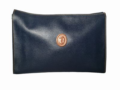 Trussardi, Pochette in Pelle Martellata Blu