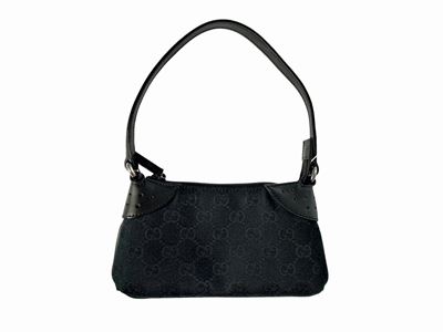 Gucci, Borsetta a Mano Nera in Tessuto Gg