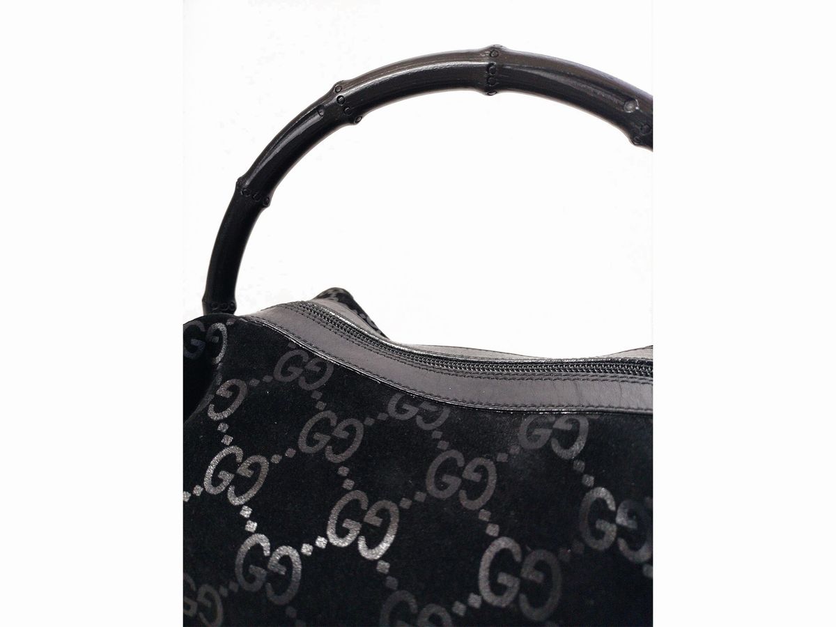 Gucci, Borsa Nera in Pelle Scamosciata Gg