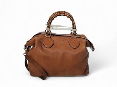 Gucci, Borsa in Pelle Marrone Martellata