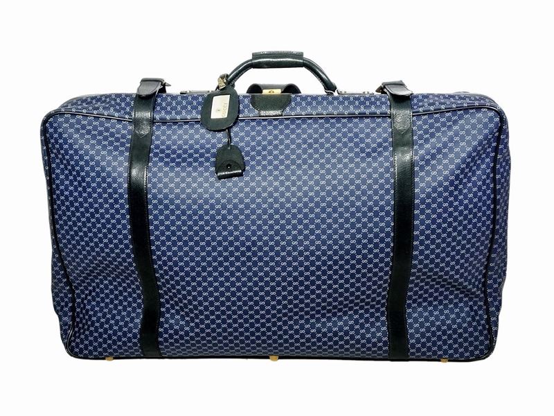 Gucci, Valigia Morbida in Tela Monogram Blu Gg Impermeabilizzata