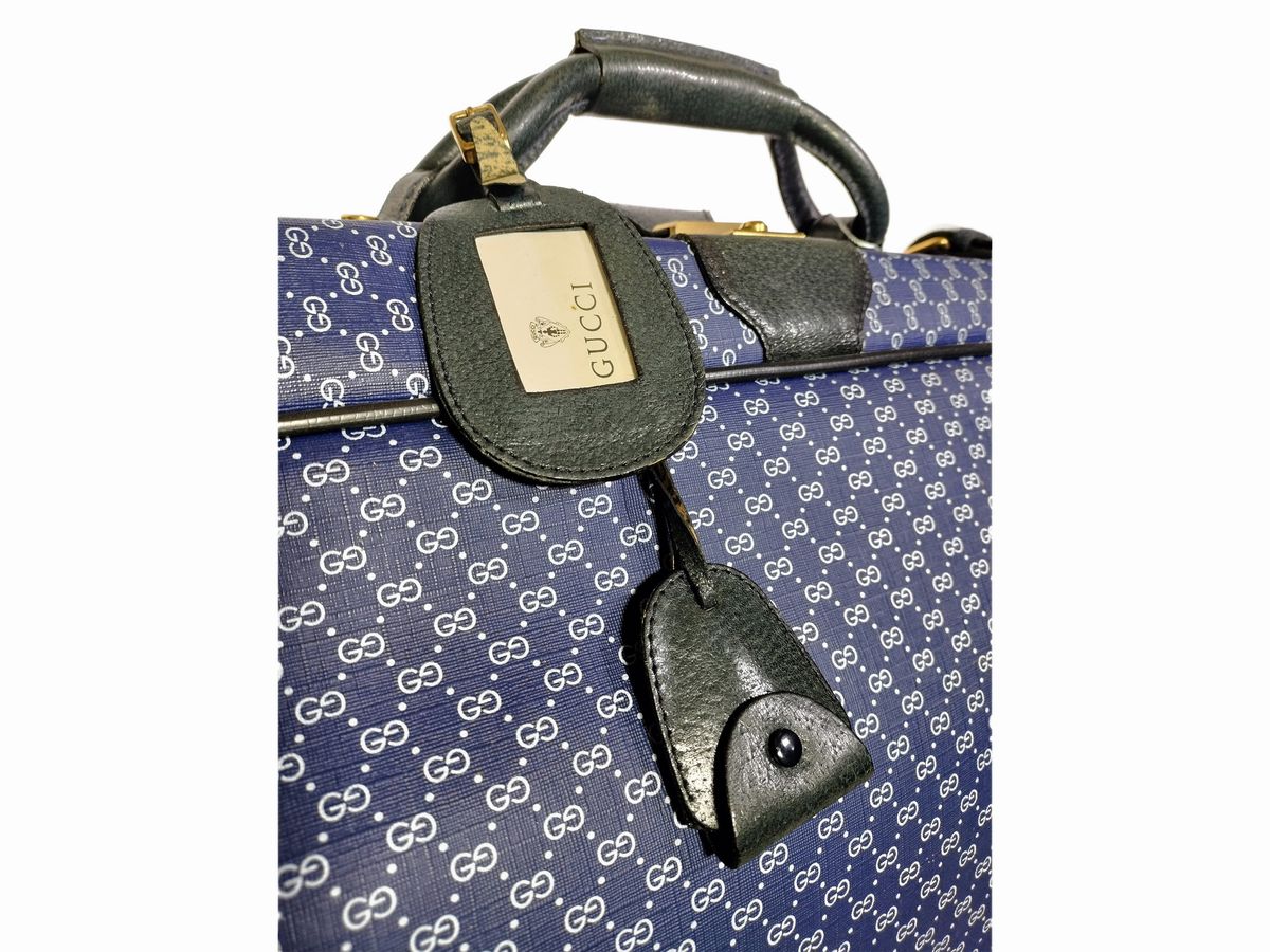 Gucci, Valigia Morbida in Tela Monogram Blu Gg Impermeabilizzata
