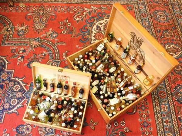 Collection of vintage mignon liqueur bottles
