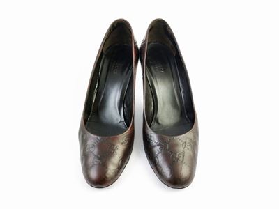 Gucci, Decolletè in Pelle Marrone Gg