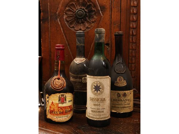 Quattro bottiglie di vino da collezione