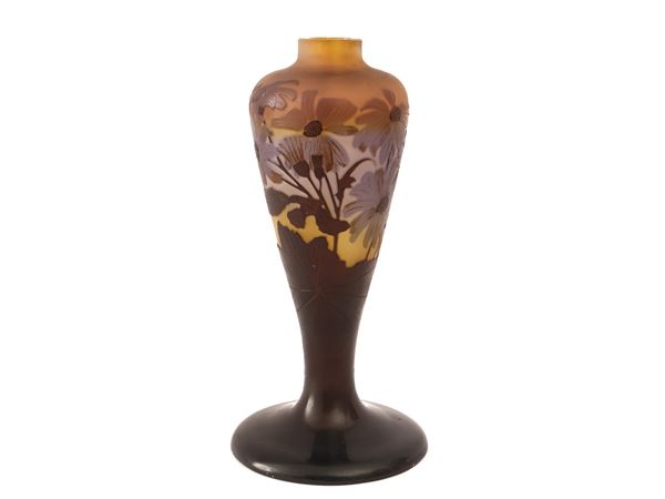 Gallè double glass vase