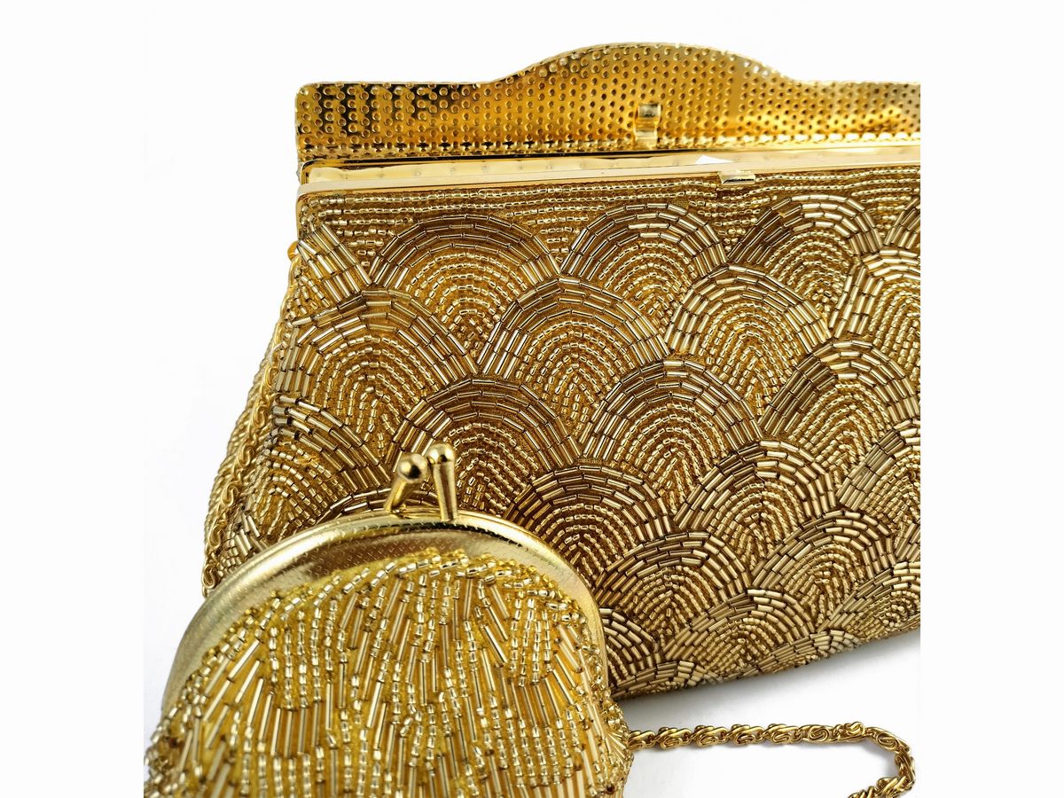Pochette da Sera in Perline Oro