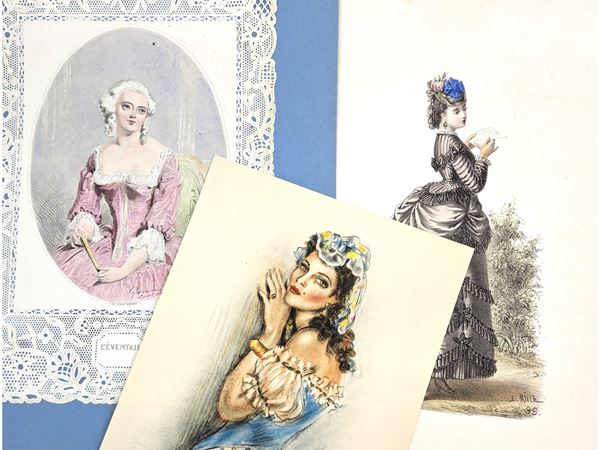 Lot of 19th century fashion engravings and prints