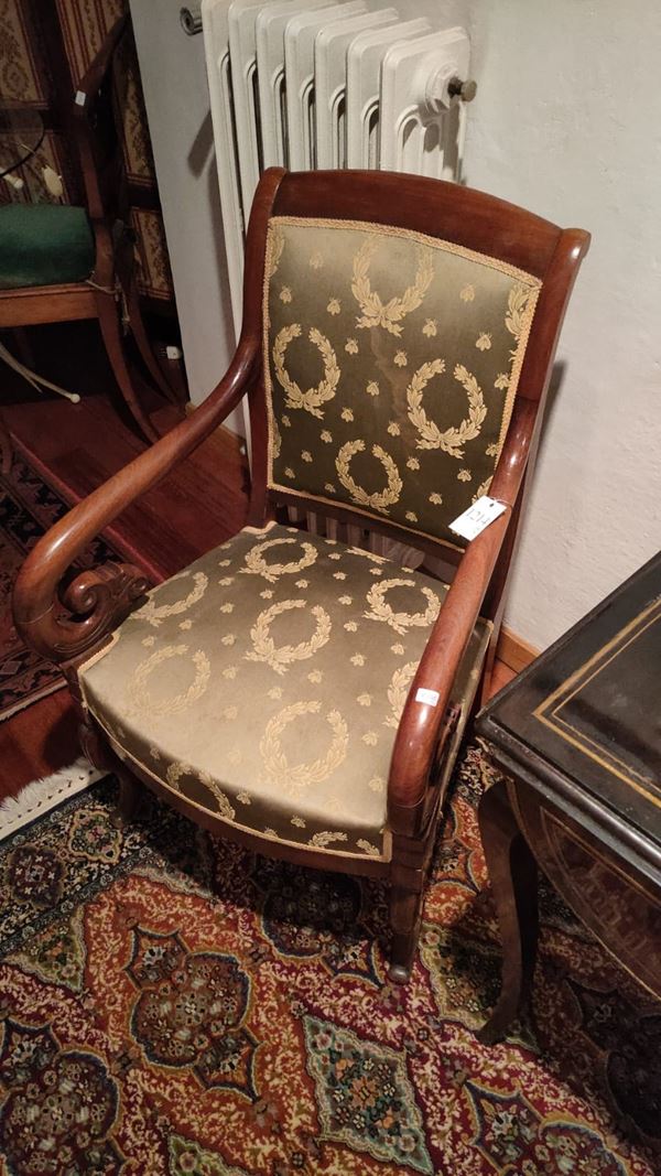 Pair of mahogany armchairs, part of a harness