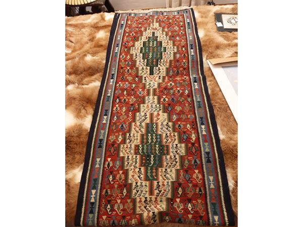 Kilim Senne double sided Persian gallery of old manufacture