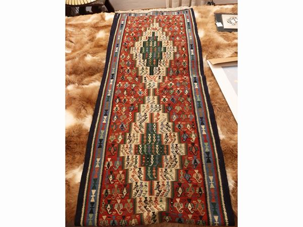 Galleria persiana Kilim Senne doppia faccia di vecchia manifattura