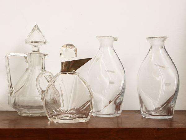 Four carafes in cut glass and crystal