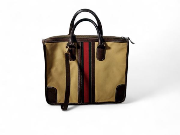 Gucci, Canvas and pigskin handbag