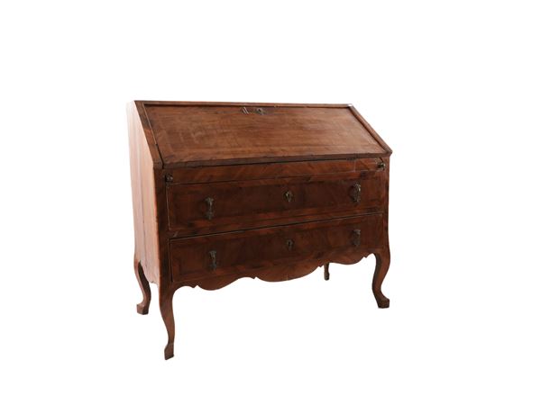 Walnut veneered folding chest of drawers
