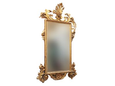 Specchiera con Cornice in Legno Intagliato e Dorato