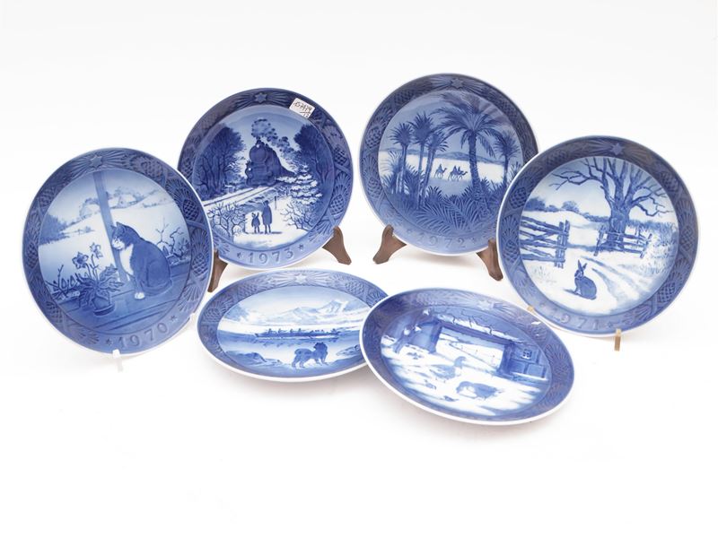 Collezione di Dodici Piatti di Natale in Porcellana, Royal Copenhagen