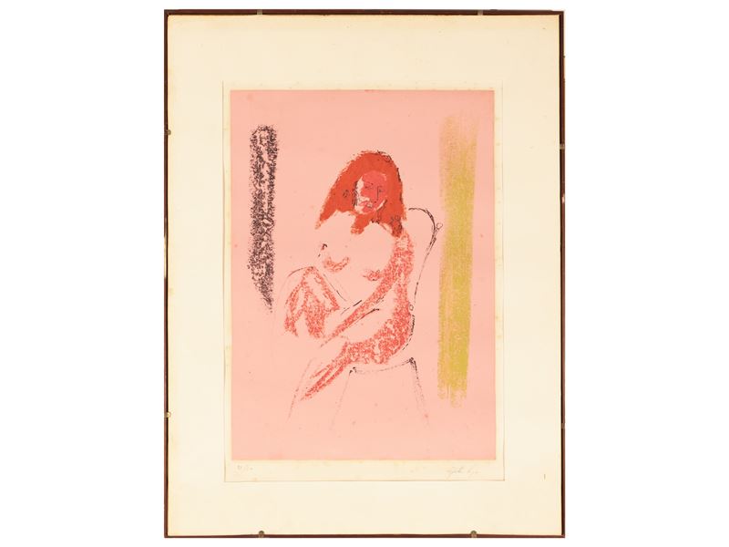 Vaso di fiori e figura femminile