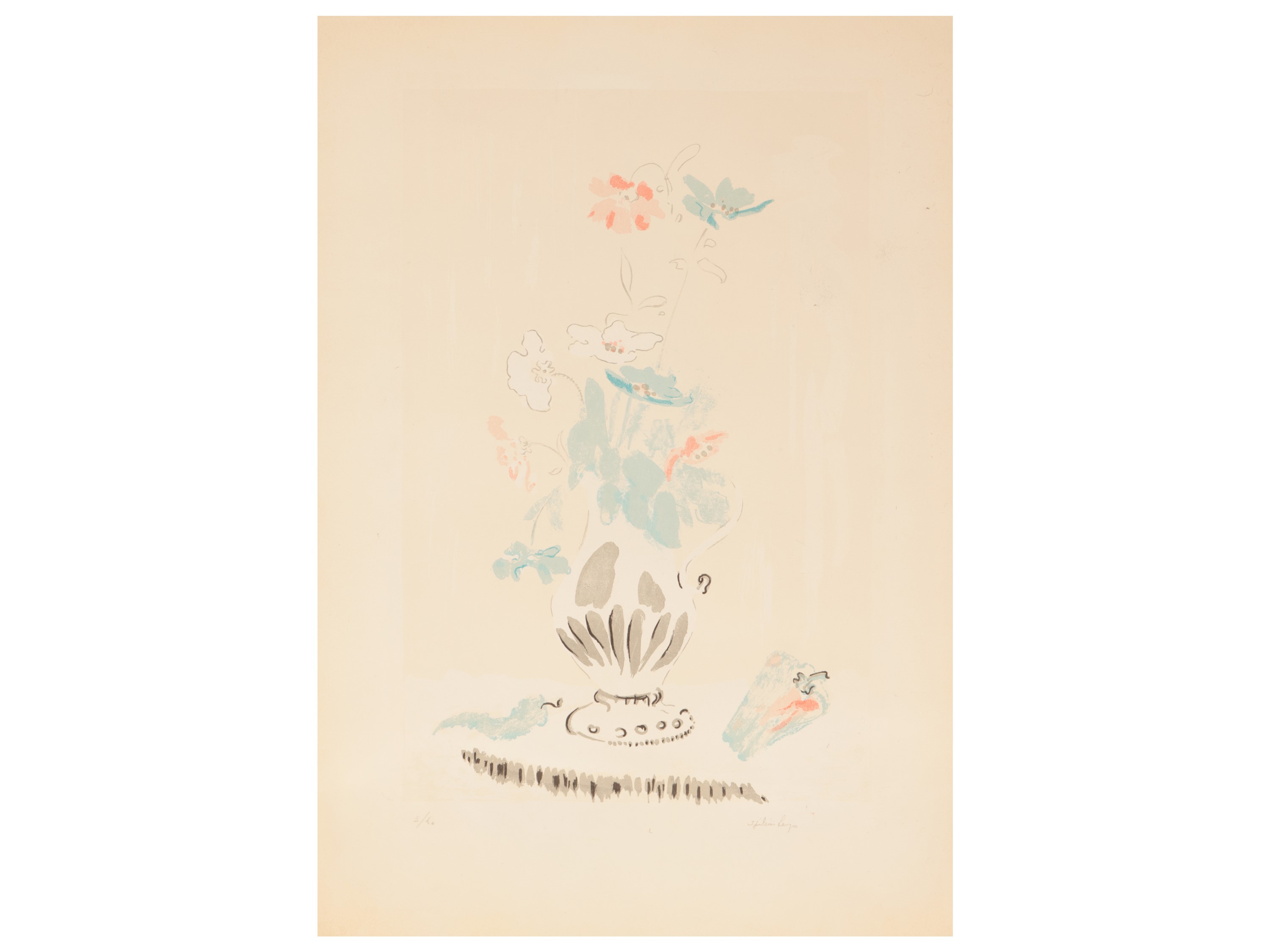 Vaso di fiori e figura femminile