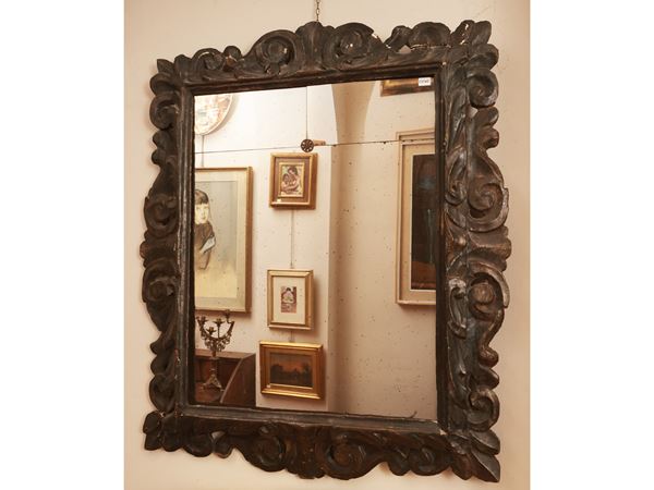 Mirror with carved and lacquered wooden frame