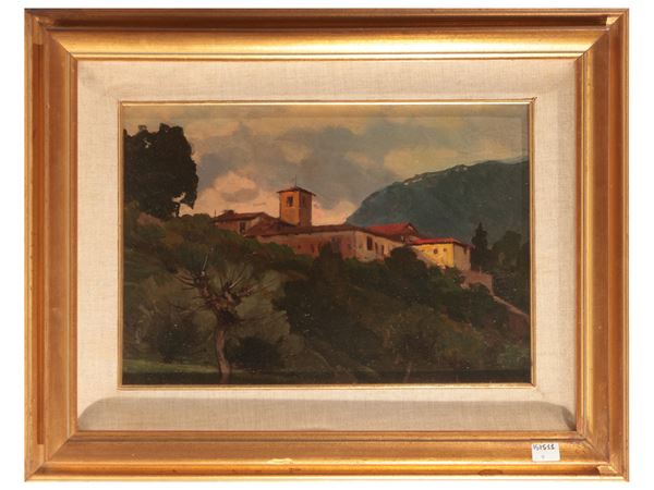 Angelo Maria Crepet - Paesaggio con scorcio di casolare 1925