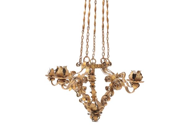 Golden metal chandelier