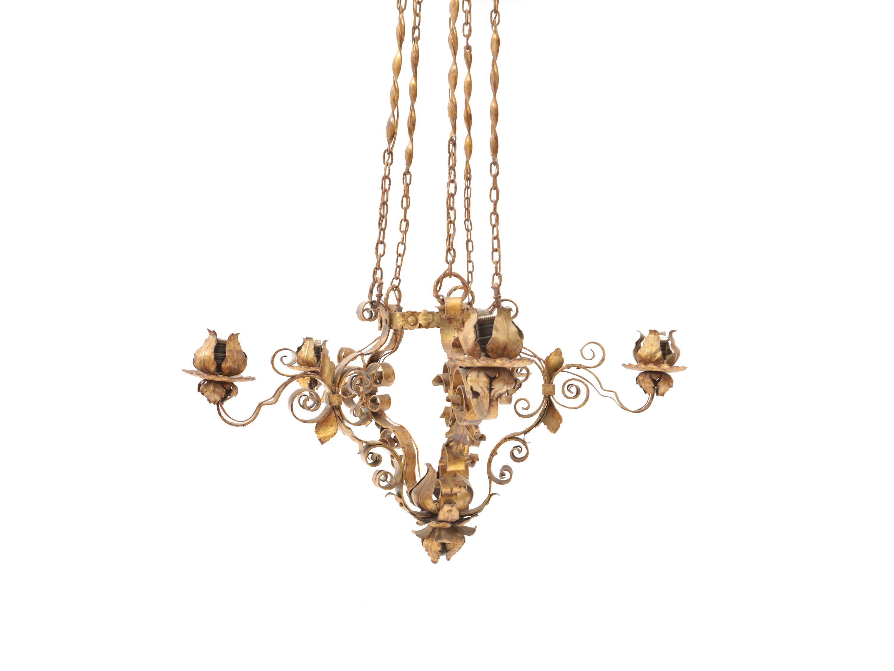 Lampadario in Metallo Dorato