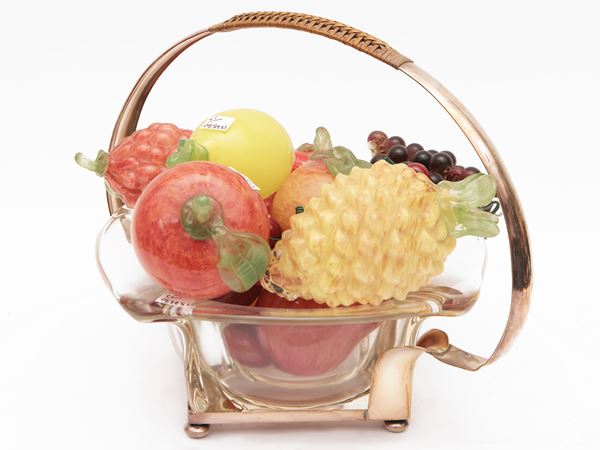 Assortment of fruits in polychrome blown glass