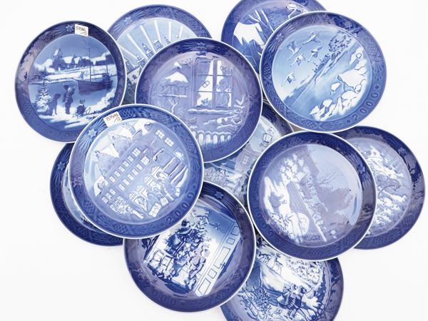 Collection of twelve porcelain Christmas plates, Royal Copenhagen