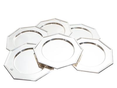 Serie di Sei Sottopiatti in Metallo Argentato