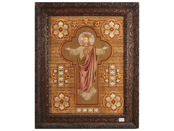 Devotional embroidery  (beginning of the 20th century)  - Auction The art of furnishing - Maison Bibelot - Casa d'Aste Firenze - Milano