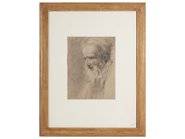Scuola italiana : Ritratto di uomo con barba  (XVIII secolo)  - Asta L'arte di arredare - Maison Bibelot - Casa d'Aste Firenze - Milano