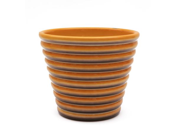 Cachepot in glazed terracotta, Angelo Simonetto for Galvani