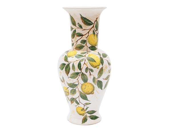 Vaso a balaustro in ceramica smaltata, Ceramiche Barettoni Nove