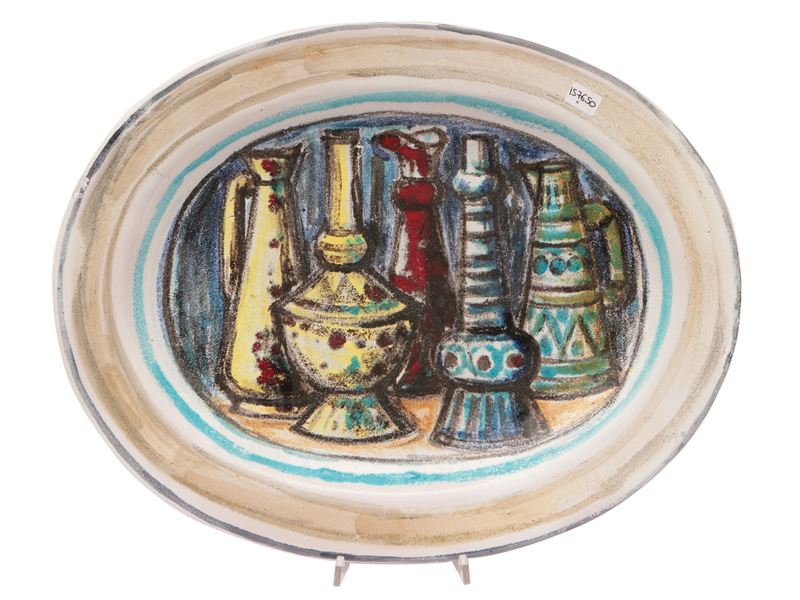 Vassoio da Parata in Terracotta Smaltata