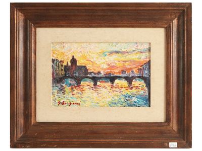 Veduta del Ponte alla Carraia al Tramonto