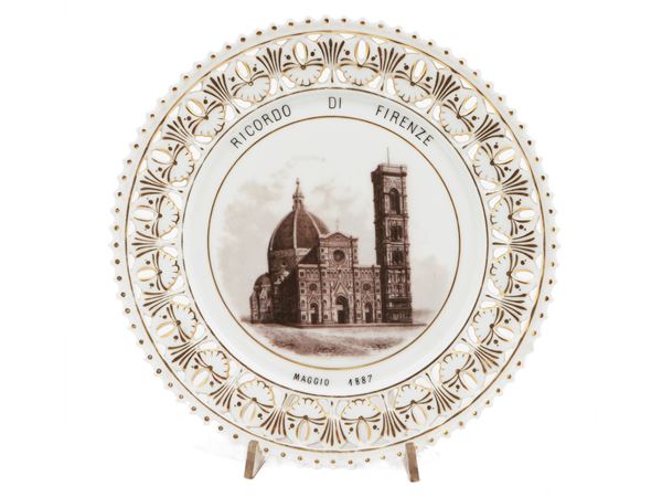 Commemorative porcelain plate, Ginori 1887