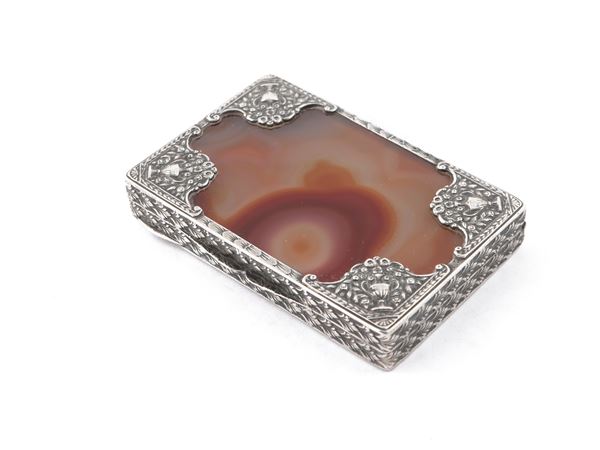 Silver and agate snuffbox, 1930s