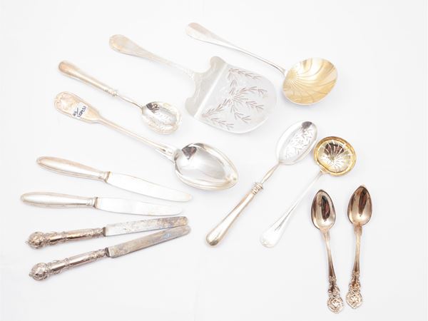 Assortment of silver metal cutlery, Christofle