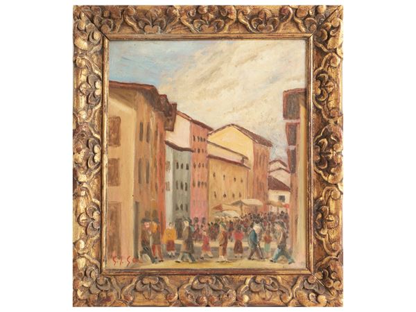 Gino Paolo Gori : Mercato di San Lorenzo  - Asta Arte Moderna e Contemporanea - Maison Bibelot - Casa d'Aste Firenze - Milano
