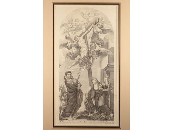 Crocifissione  (XVIII secolo)  - Asta Una collezione di stampe - parte I - Maison Bibelot - Casa d'Aste Firenze - Milano